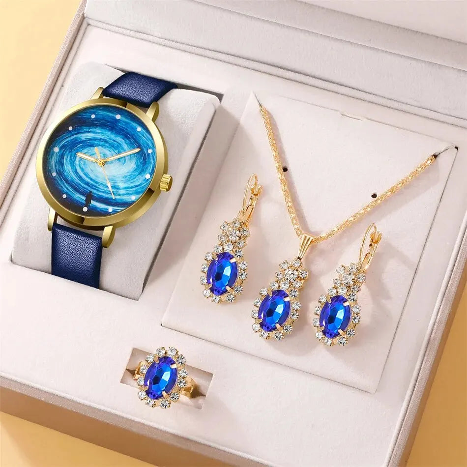 Cassia 5-Piece Blue Starry Sky Watch & Jewellery Set – product image 8