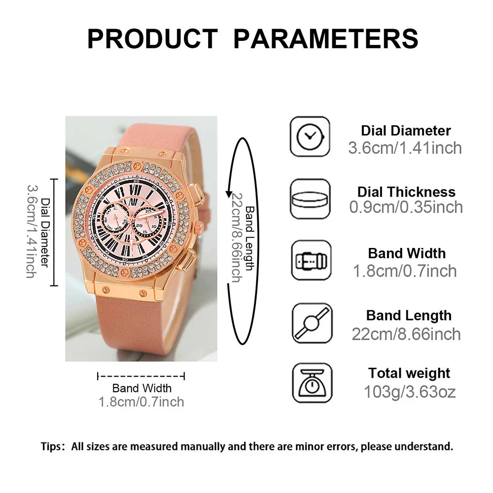 Yara 3-Piece Leather Heart Watch & Accessory Set – product image 5