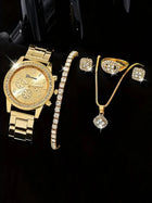 Rosa 6-Piece Gold Crystal Watch & Jewellery Set