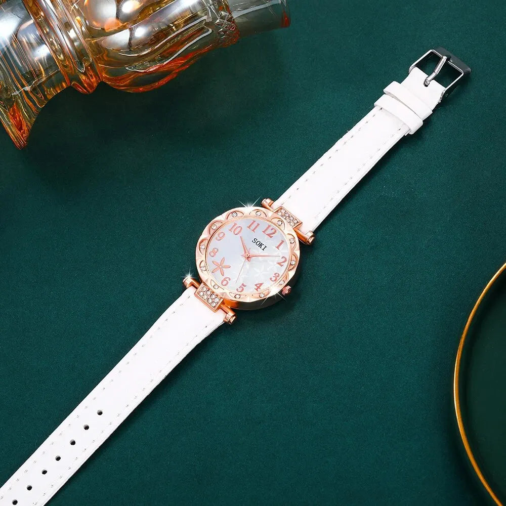 Marina 10-Piece Leather Watch & Jewellery Set – product image 6