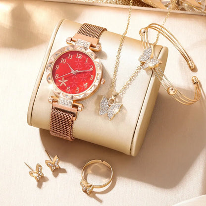 Sabine 6-Piece Butterfly Crystal Watch & Jewellery Set – product image 10