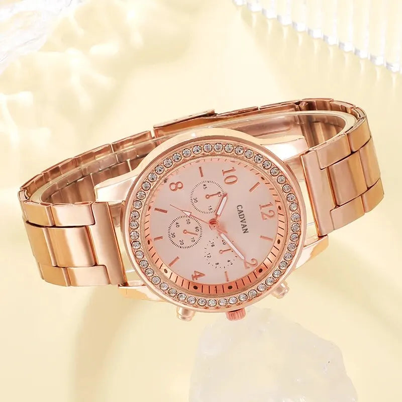 Noelle 6-Piece Rose Gold Crystal Watch & Jewellery Set – product image 5