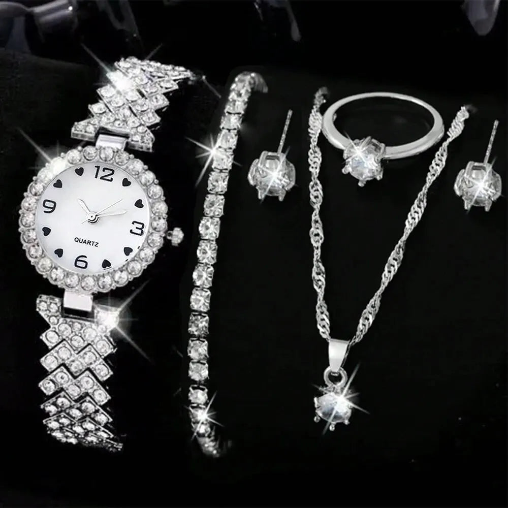 Violet 6-Piece Roman Dial Watch & Jewellery Set – product image 7