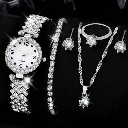 Violet 6-Piece Roman Dial Watch & Jewellery Set – product image 7