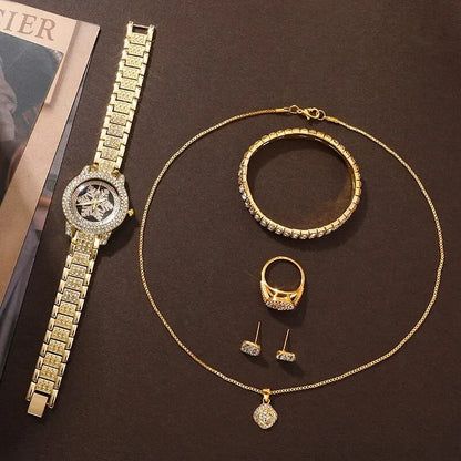 Serena Gold Crystal Watch & Jewellery Set – product image 6