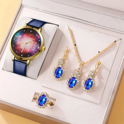 Cassia 5-Piece Blue Starry Sky Watch & Jewellery Set – product image 6
