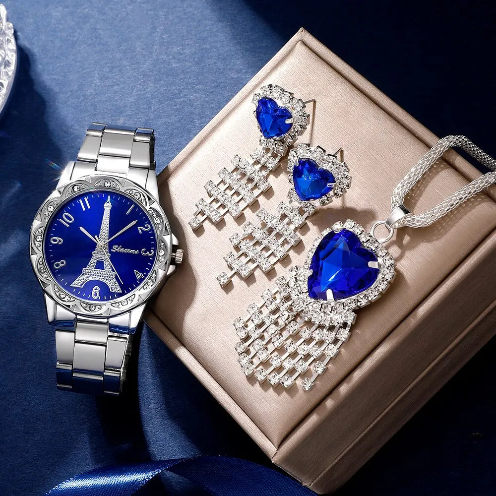 Zinnia Eiffel Steel Watch & Jewellery Set – product image 1