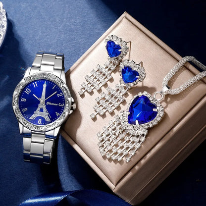 Zinnia Eiffel Steel Watch & Jewellery Set – product image 1