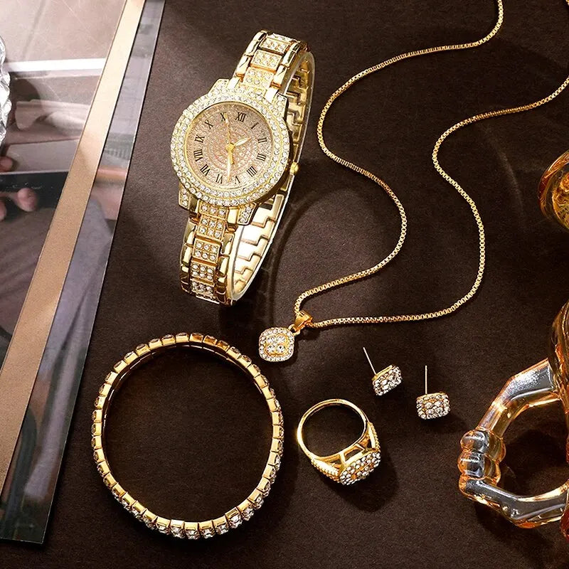 Orla Gold Crystal Watch & Jewellery Set – product image 2