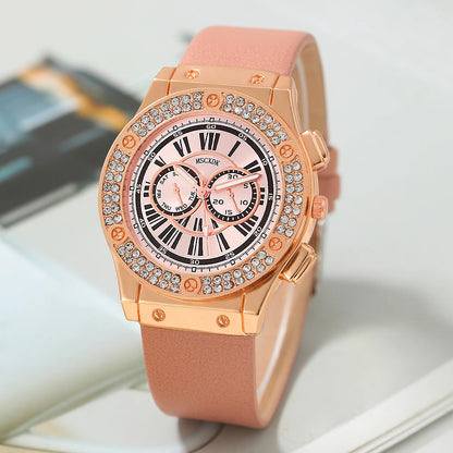 Yara 3-Piece Leather Heart Watch & Accessory Set – product image 2