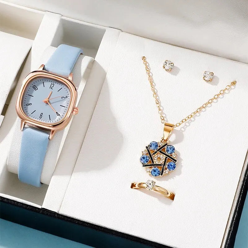 Uma 5-Piece Leather Watch & Jewellery Set – product image 2