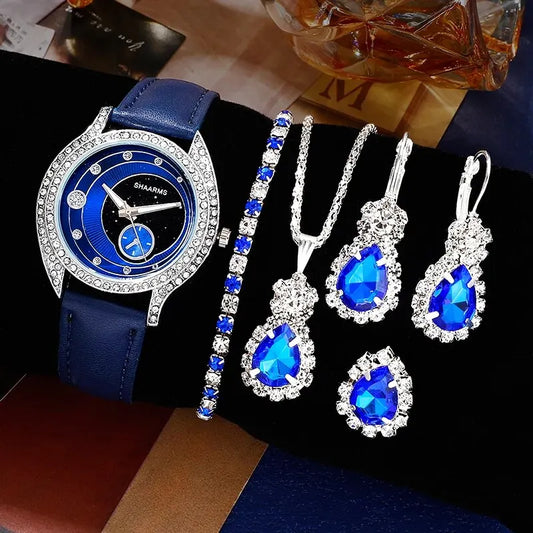 Aurora 6-Piece Blue Magnetic Watch & Jewellery Set – product image 1
