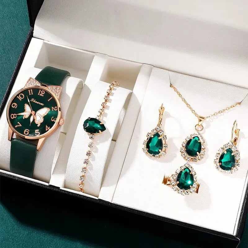 Eden Green Crystal Watch & Jewellery Set – product image 1