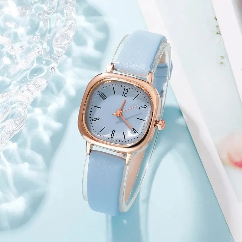 5pcs Set Watches For Women Leather Band Ladies Watch Simple Casual Women's Analog WristWatch Bracelet Gift Montre Femme