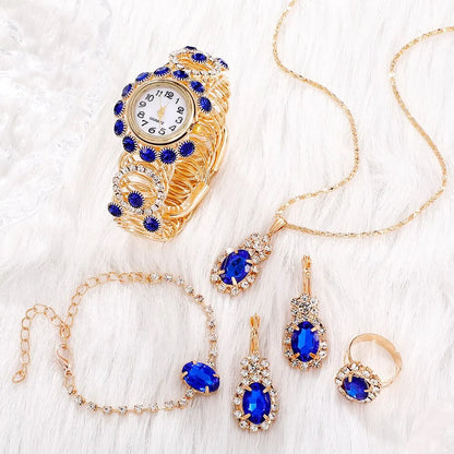 Gia 6-Piece Blue Magnetic Watch & Jewellery Set – product image 3