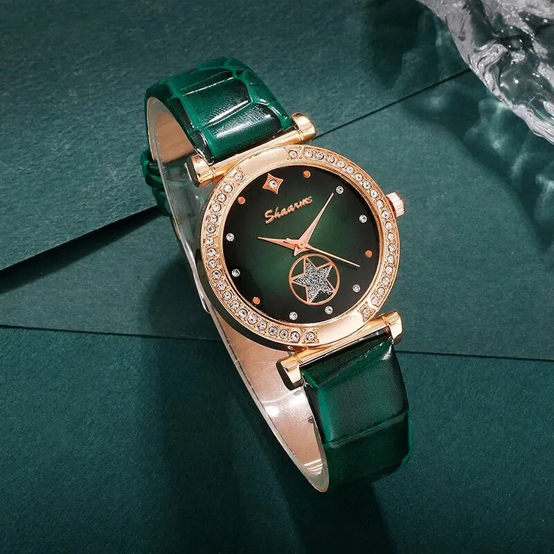 Malia 6-Piece Green Crystal Watch & Jewellery Set – product image 5