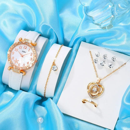 Marina 10-Piece Leather Watch & Jewellery Set – product image 3