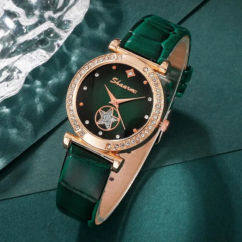 Malia 6-Piece Green Crystal Watch & Jewellery Set – product image 4