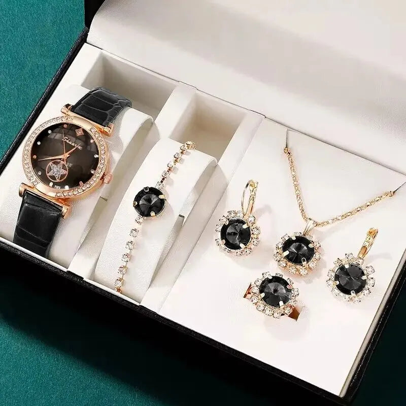 Malia 6-Piece Green Crystal Watch & Jewellery Set – product image 6