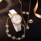 Thea 6-Piece Crystal Leather Watch & Jewellery Set