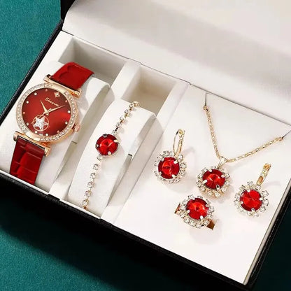 Malia 6-Piece Green Crystal Watch & Jewellery Set – product image 7