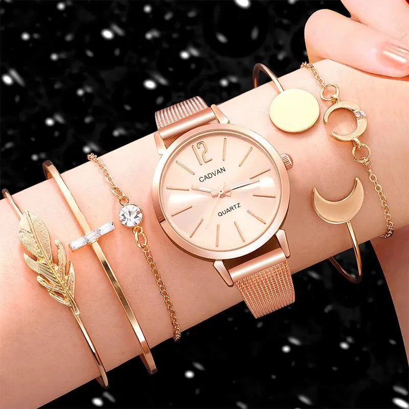Rhea Rose Gold Round Watch & Bracelet Set – product image 2
