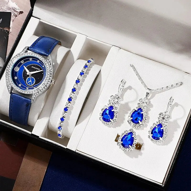 Aurora 6-Piece Blue Magnetic Watch & Jewellery Set – product image 2
