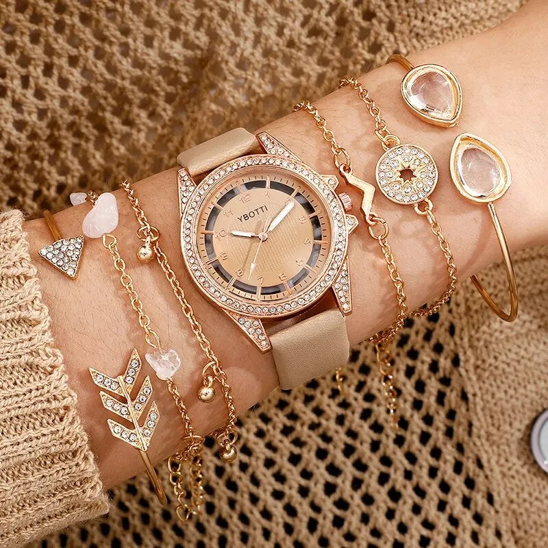 Opal Khaki Leather Watch & Bracelet Set – product image 2