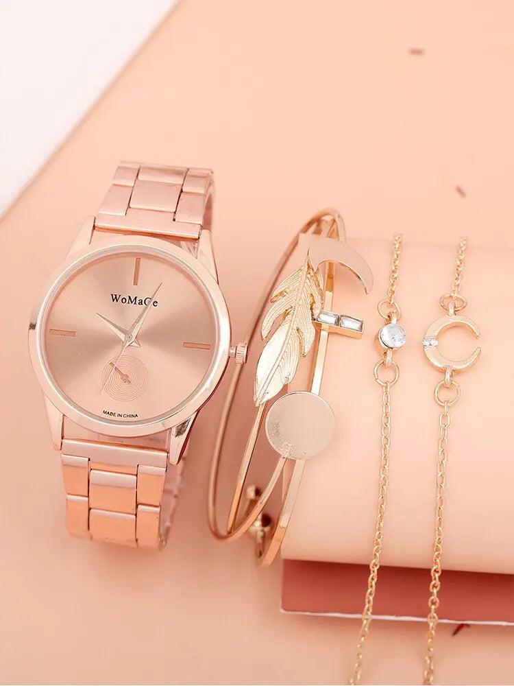 Petra 6-Piece Steel Round Watch & Jewellery Set – product image 4