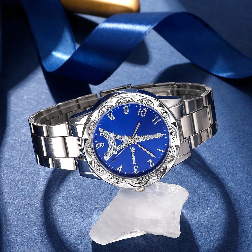Zinnia Eiffel Steel Watch & Jewellery Set – product image 5