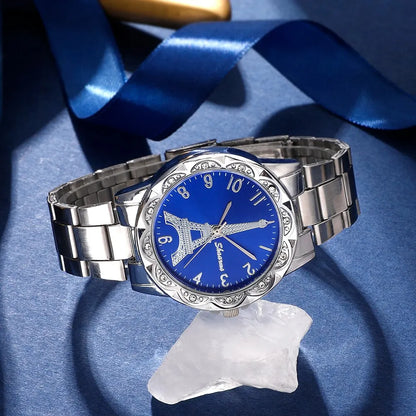 Zinnia Eiffel Steel Watch & Jewellery Set – product image 5