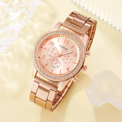 Noelle 6-Piece Rose Gold Crystal Watch & Jewellery Set – product image 4