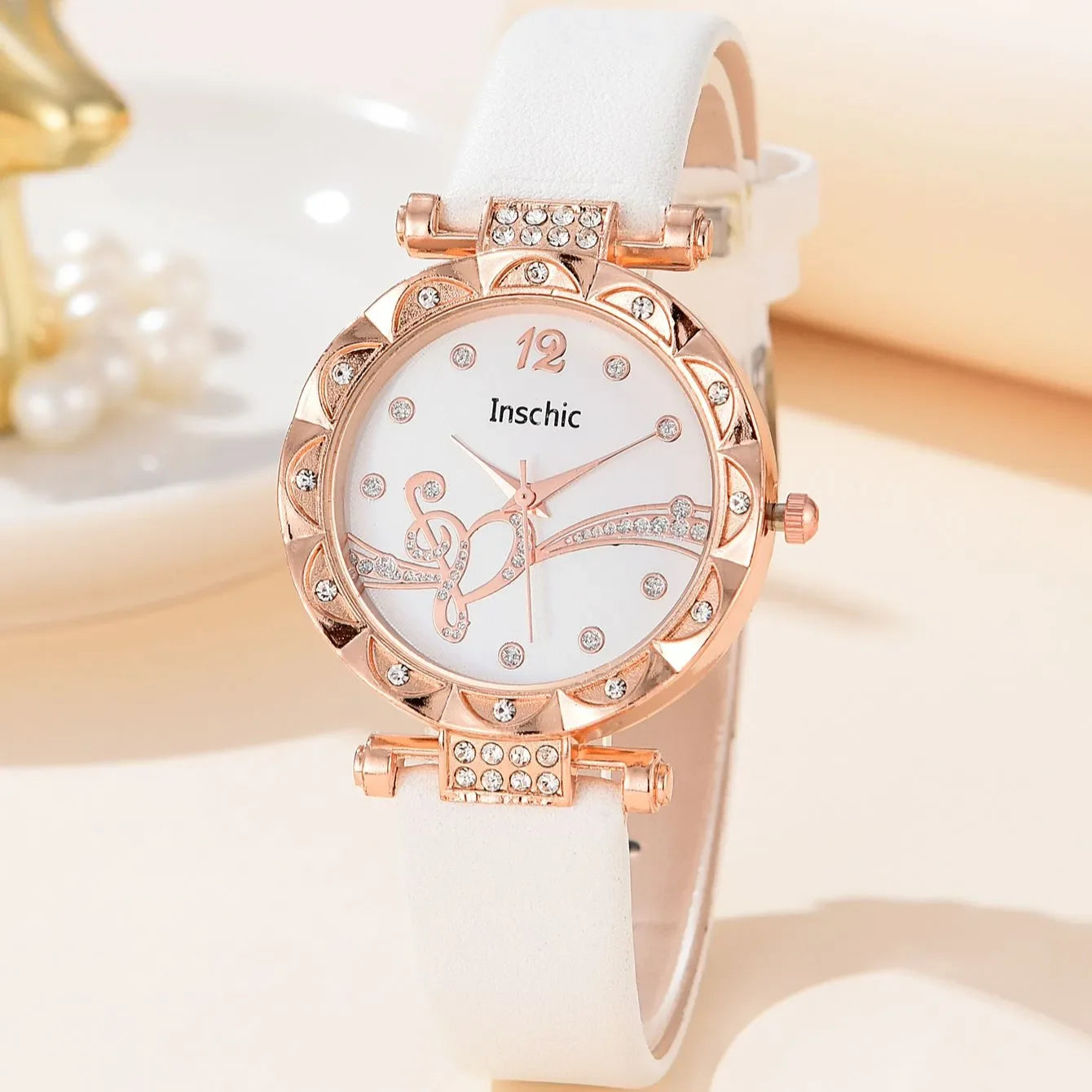 Thea 6-Piece Crystal Leather Watch & Jewellery Set – product image 5