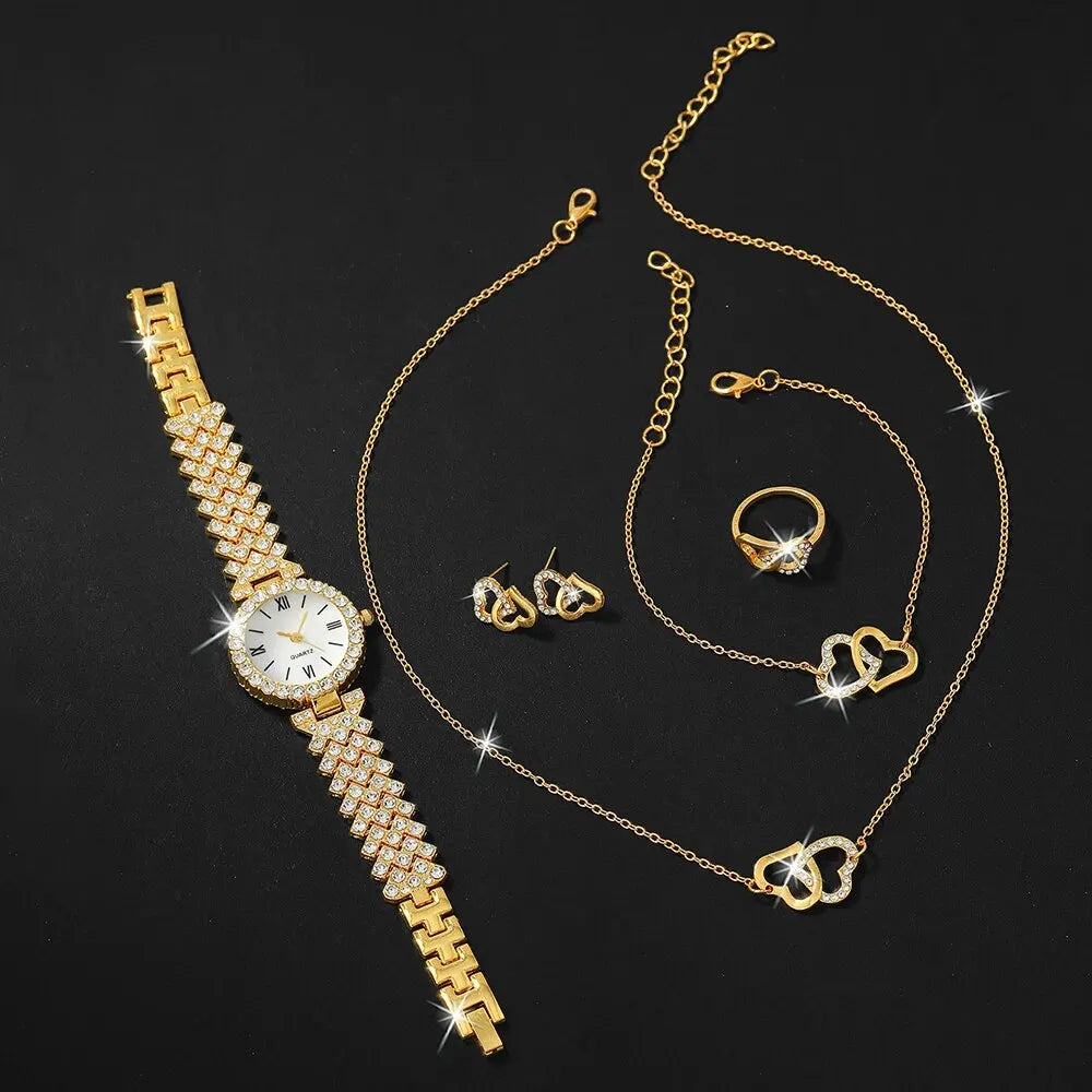 Jasmine 6-Piece Roman Dial Watch & Jewellery Set – product image 3