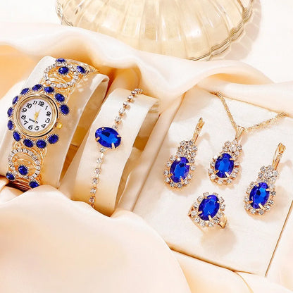 Gia 6-Piece Blue Magnetic Watch & Jewellery Set – product image 7