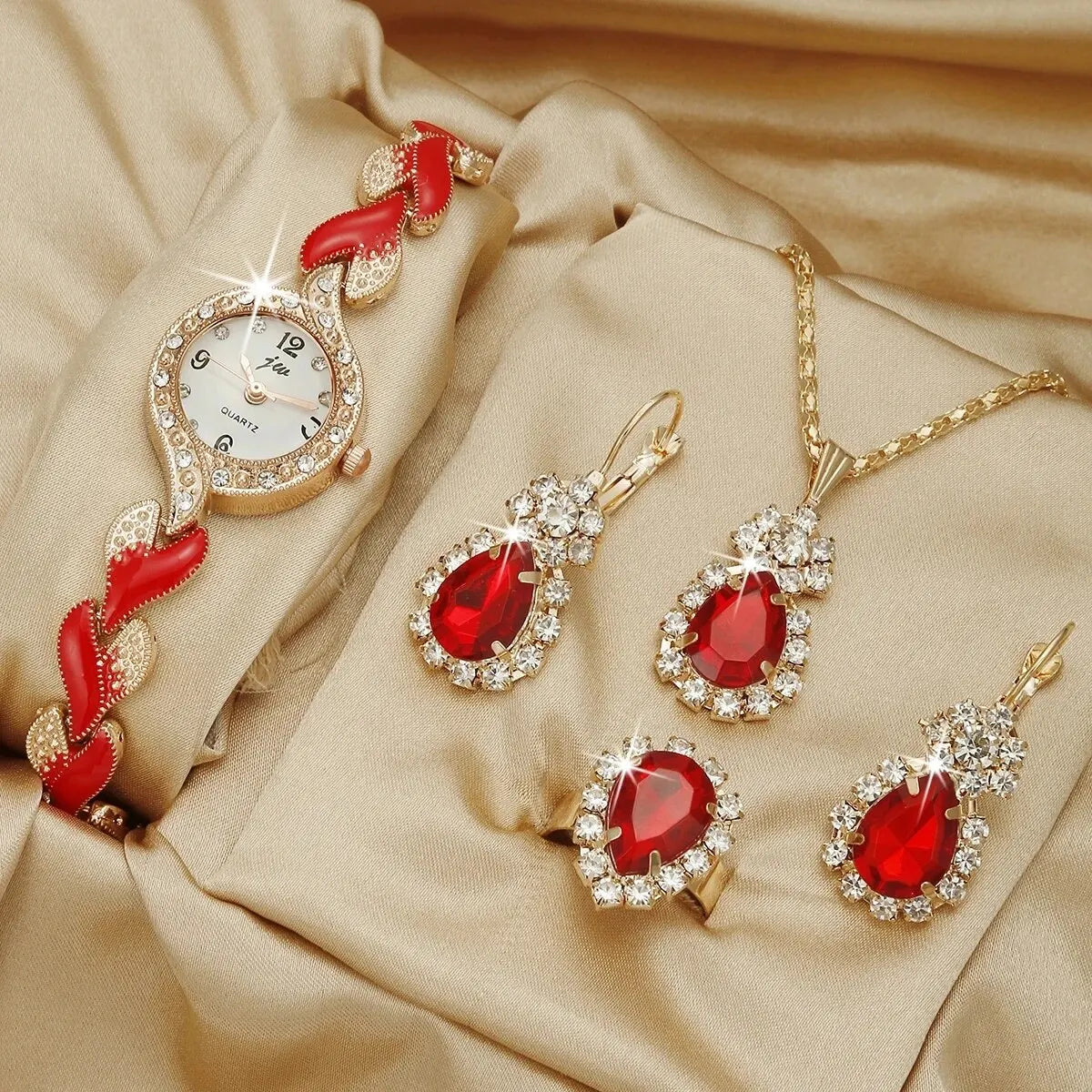 Gemma 5-Piece Crystal Watch & Jewellery Set – product image 4