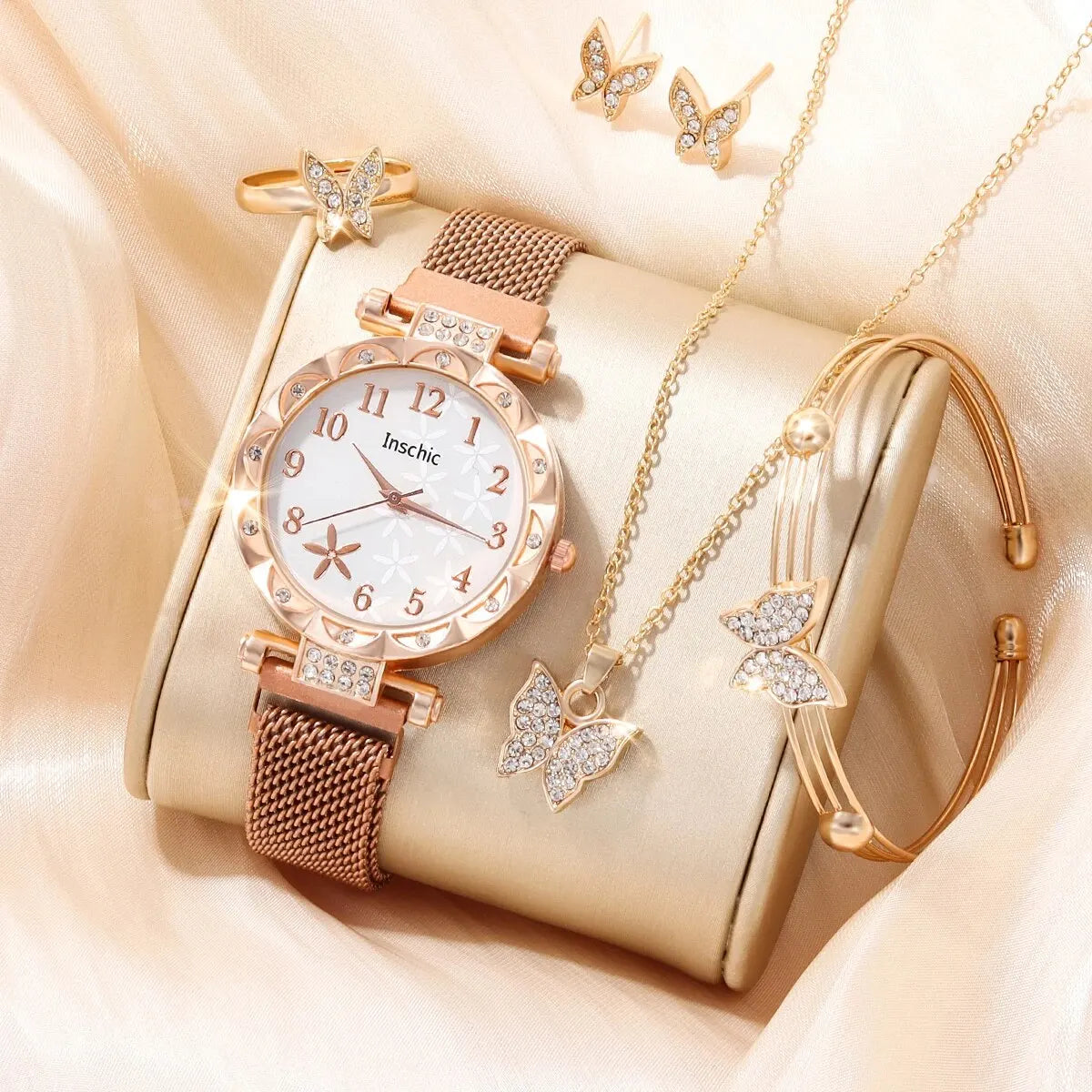 Sabine 6-Piece Butterfly Crystal Watch & Jewellery Set – product image 4