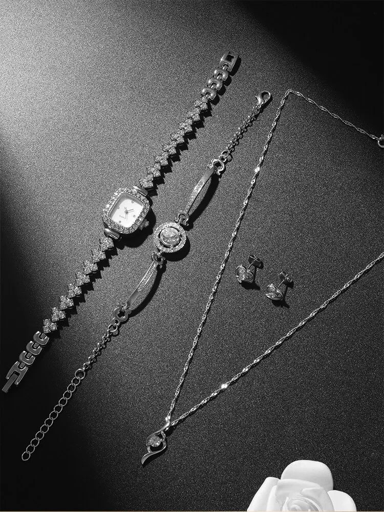 Xenia 5-Piece Square Crystal Watch & Jewellery Set – product image 3